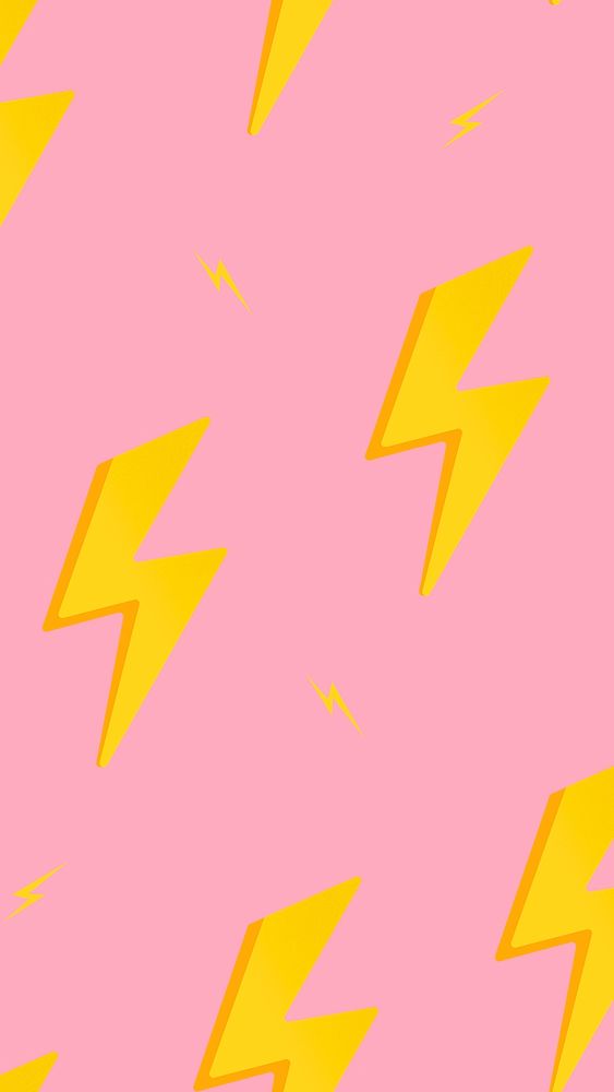 Lightning bolt phone wallpaper, cute pink pattern