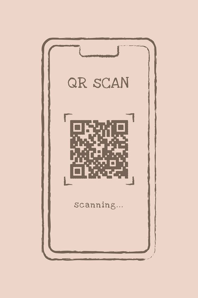 Phone QR code design element, psd hand drawn illustration