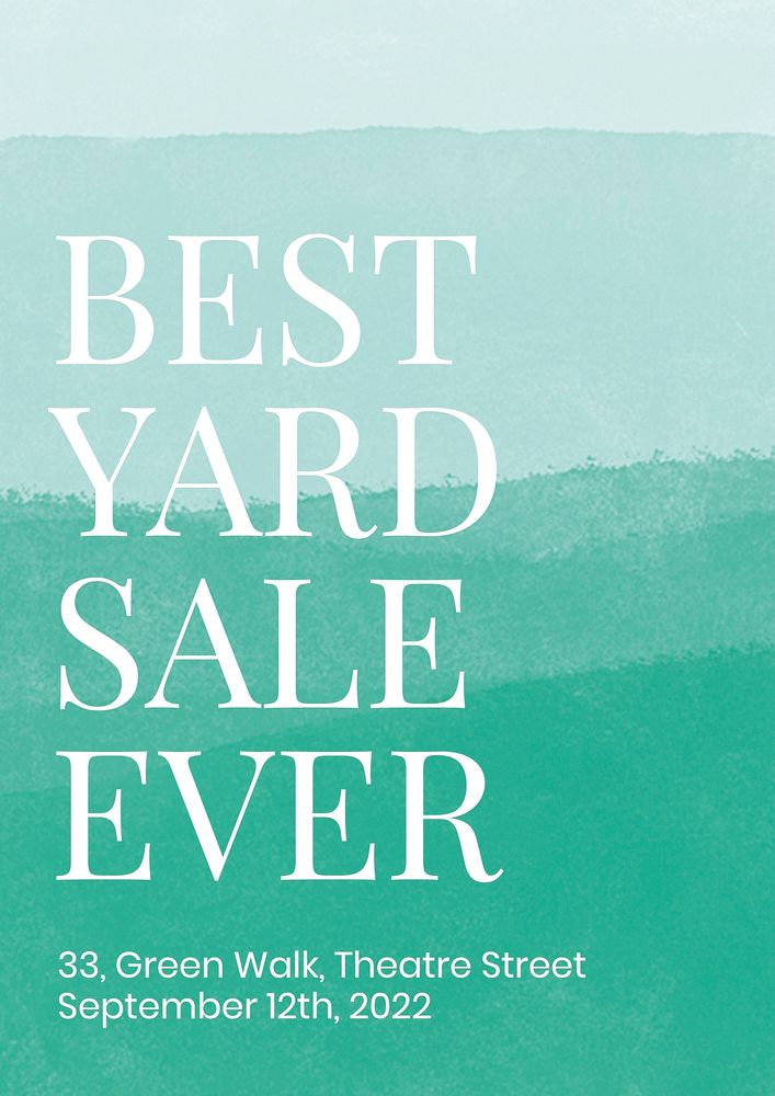 Watercolor promotion poster template abstract background with "Best Yard Sale Ever" vector