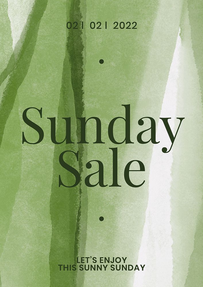 Watercolor sale poster template abstract background with "Sunday Sale" vector