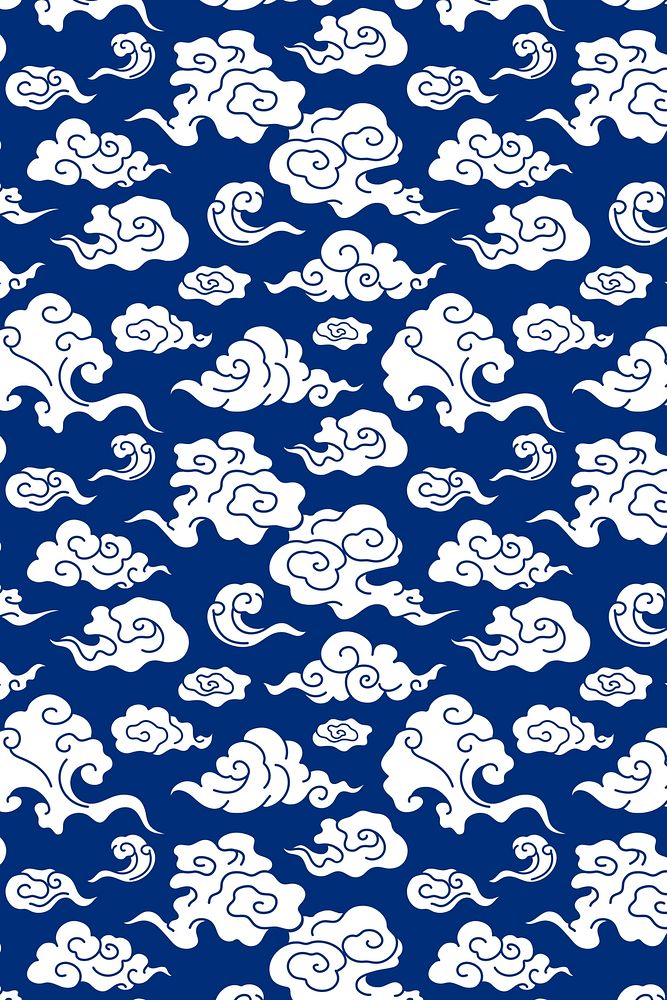 Cloud background wallpaper, blue pattern Japanese illustration psd