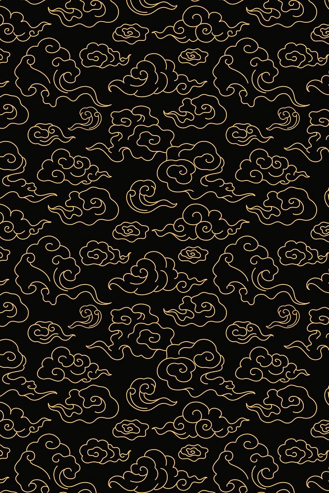 Cloud background wallpaper, gold pattern Japanese illustration psd