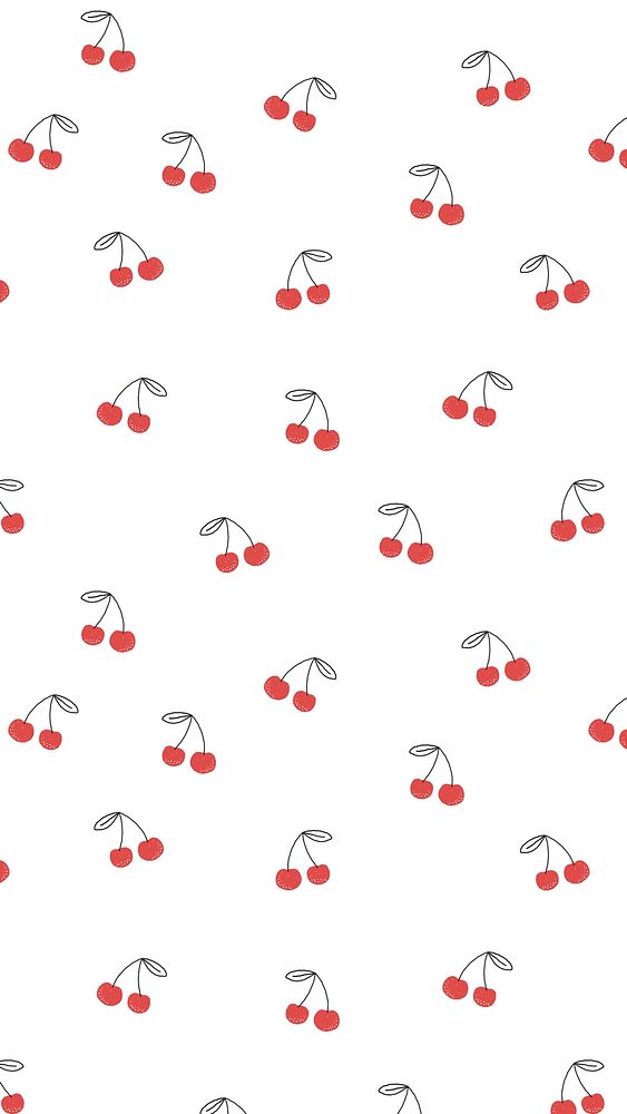Cherry iPhone wallpaper vector, cute mobile background