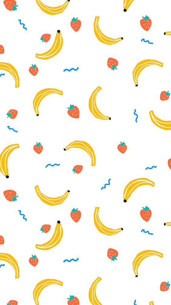 Fruit iPhone wallpaper, mobile background in doodle style