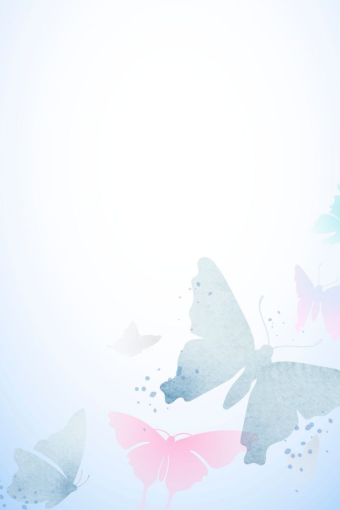 Aesthetic butterfly background, blue border, psd animal illustration