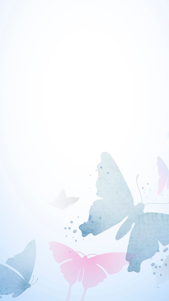 Butterfly phone wallpaper, blue aesthetic border animal illustration