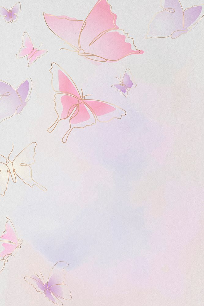Aesthetic butterfly background, pink border, psd animal illustration