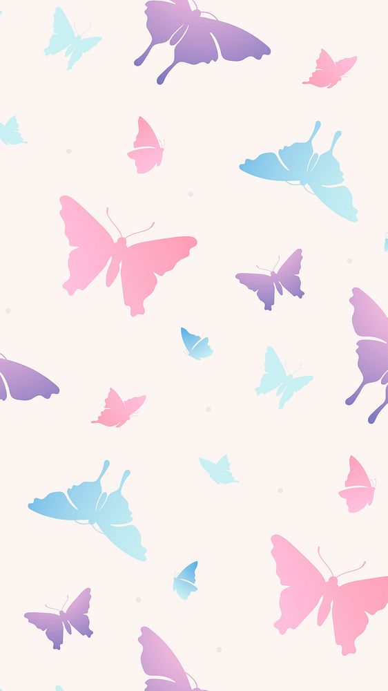 Butterfly iPhone wallpaper, pink beautiful pattern vector background