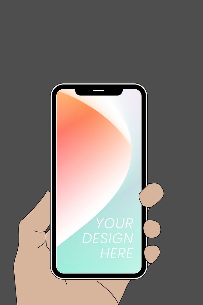Mobile phone screen mockup vector, digital device illustration