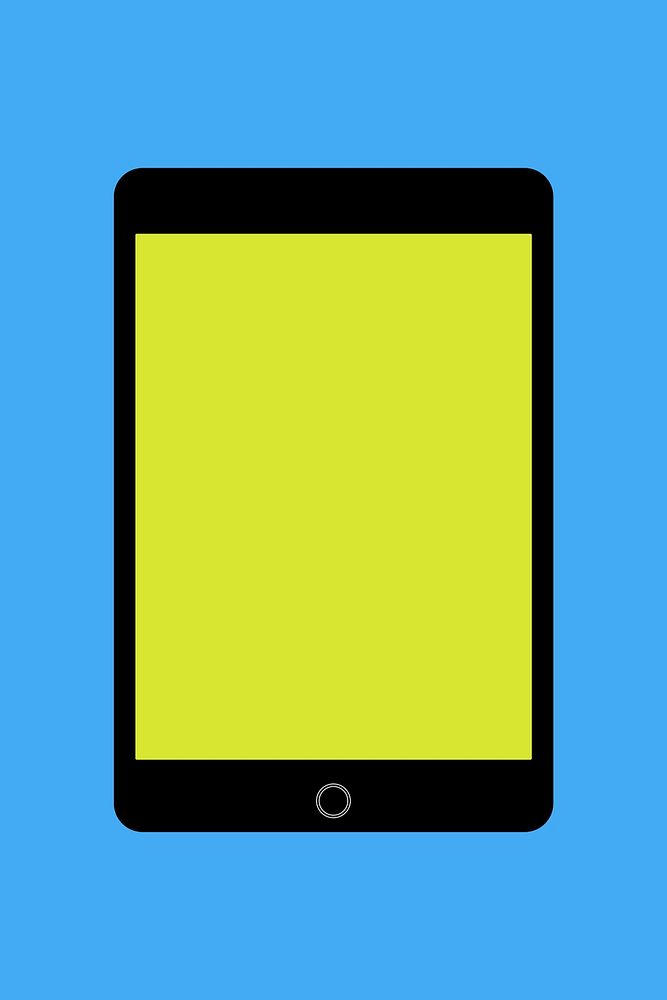 Black tablet, green screen, digital device psd illustration