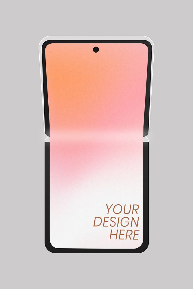 Foldable phone, blank screen, flip phone psd illustration