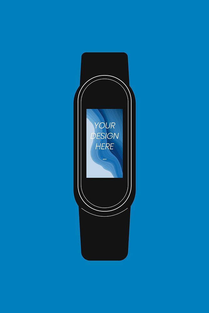 Fitbit smartwatch screen mockup, health tracker device psd illustration