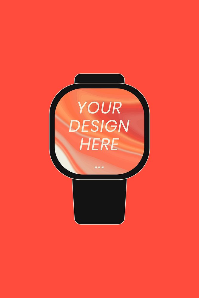 Smartwatch screen mockup, health tracker device psd illustration