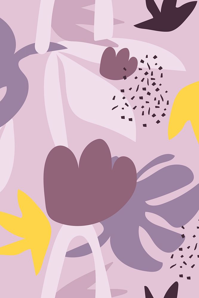 Aesthetic purple background, botanical pattern 