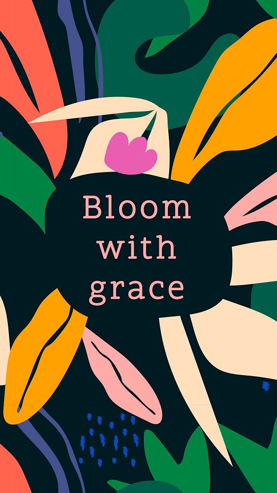 Cute social media story template, editable botanical design, bloom with grace vector