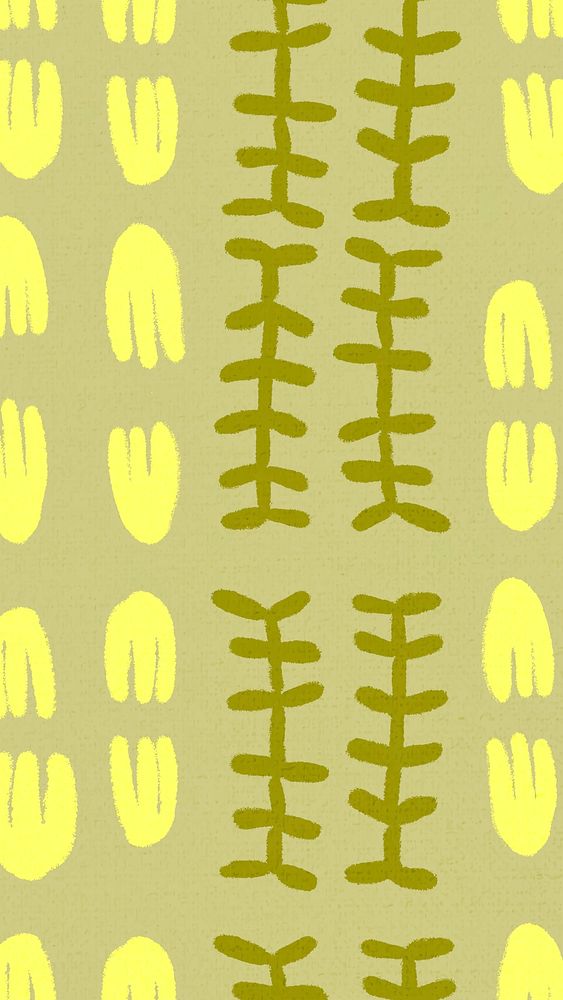 Floral pattern mobile wallpaper, fabric iPhone background in yellow