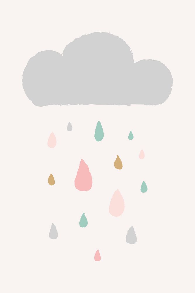 Cute rain and cloud in doodle style vector