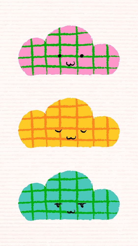 Funky cloud in doodle style psd set