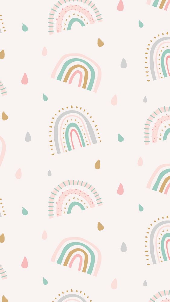 Cute mobile wallpaper, iPhone background psd, doodle pattern