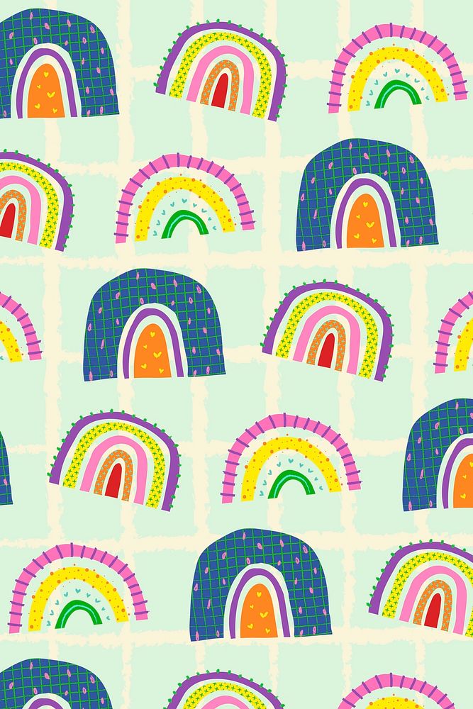 Rainbow pattern background, funky doodle psd