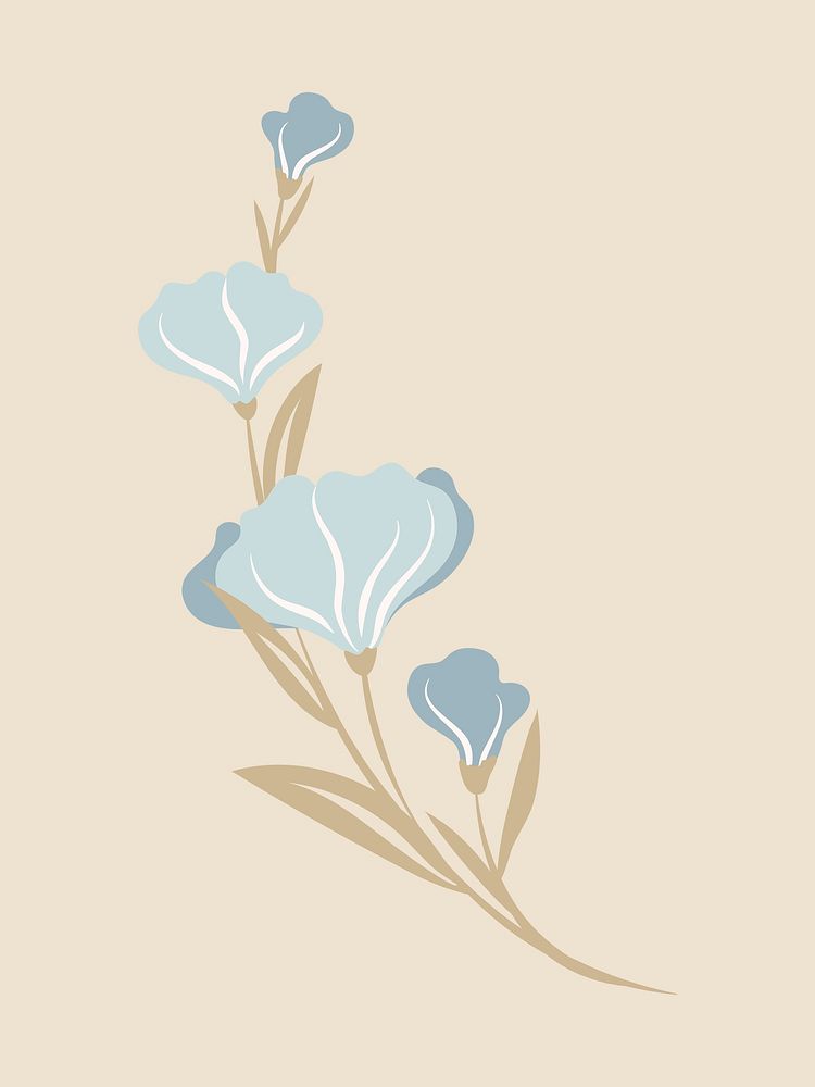 Blue flower, spring clipart psd illustration