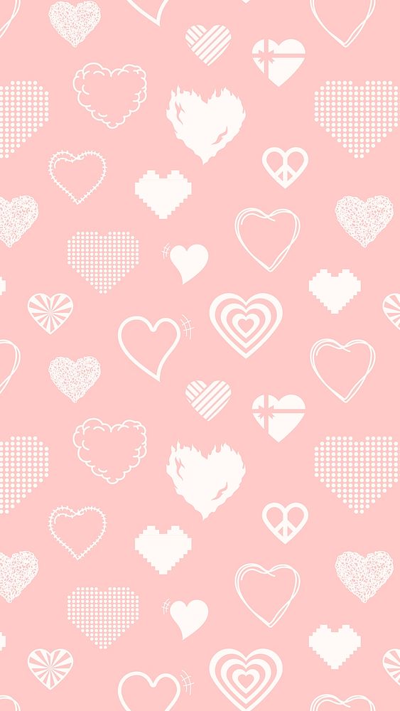Cute heart pattern background image psd