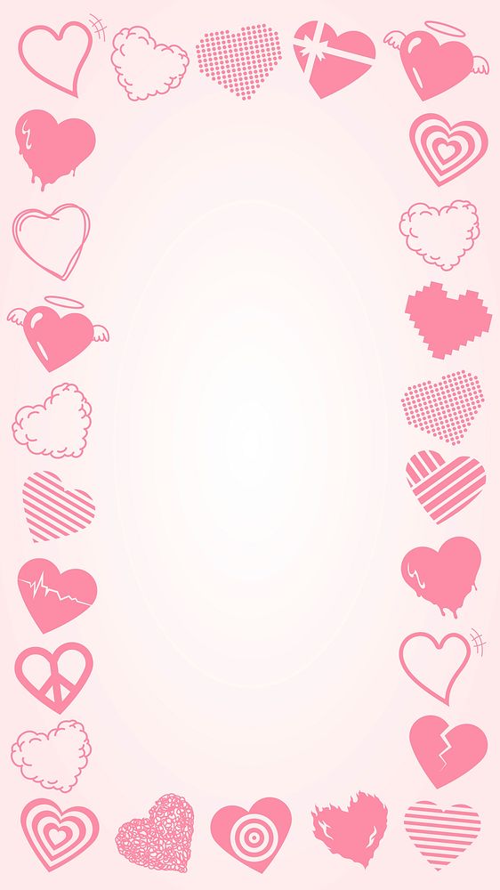 Cute heart frame psd, pink border design