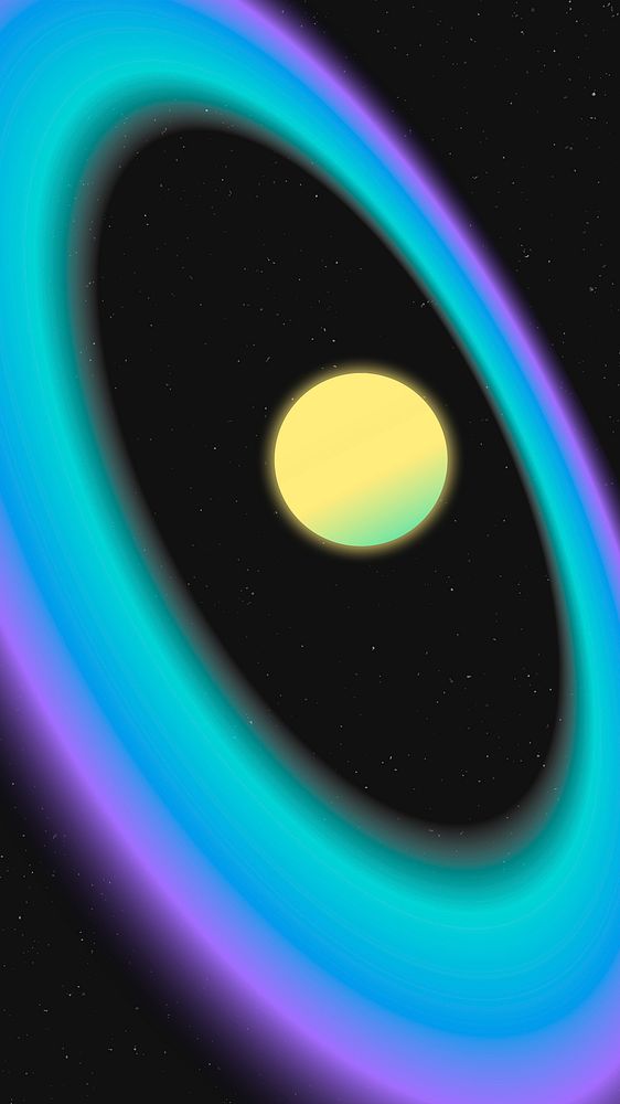 Galaxy saturn iPhone wallpaper, holographic background