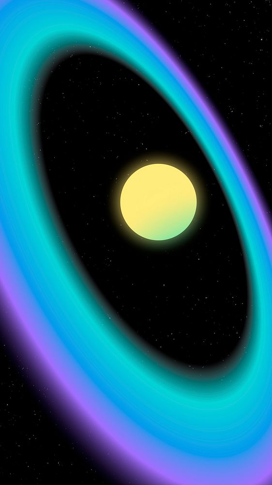 Galaxy saturn mobile wallpaper, holographic background vector