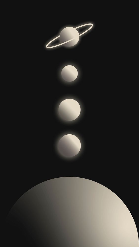 Space iPhone wallpaper, solar system illustration in beige gradient design