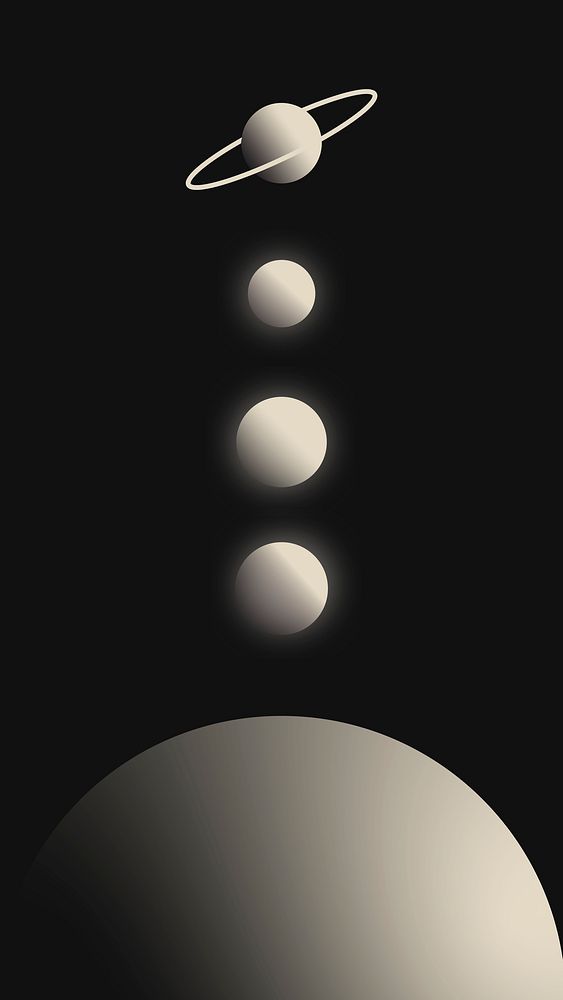Solar system phone wallpaper, beige gradient space background vector