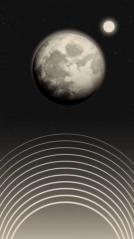 Space moon iPhone wallpaper, beautiful galaxy illustration