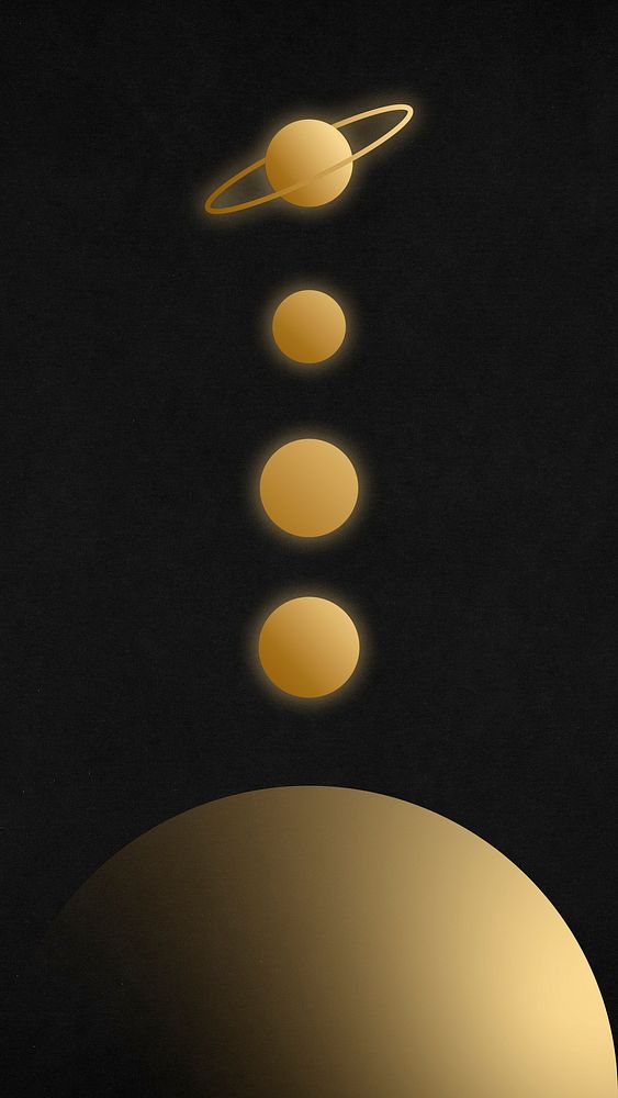 Solar system mobile wallpaper, gold gradient galaxy background
