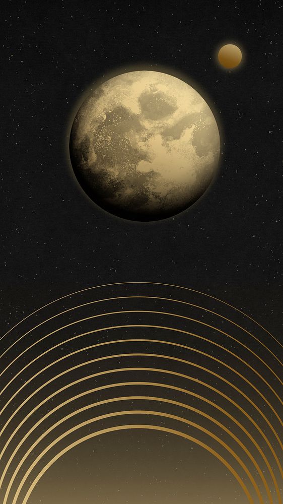 Space moon phone wallpaper, beautiful galaxy illustration