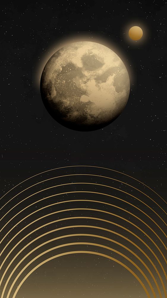 Space moon iPhone wallpaper, beautiful galaxy illustration vector