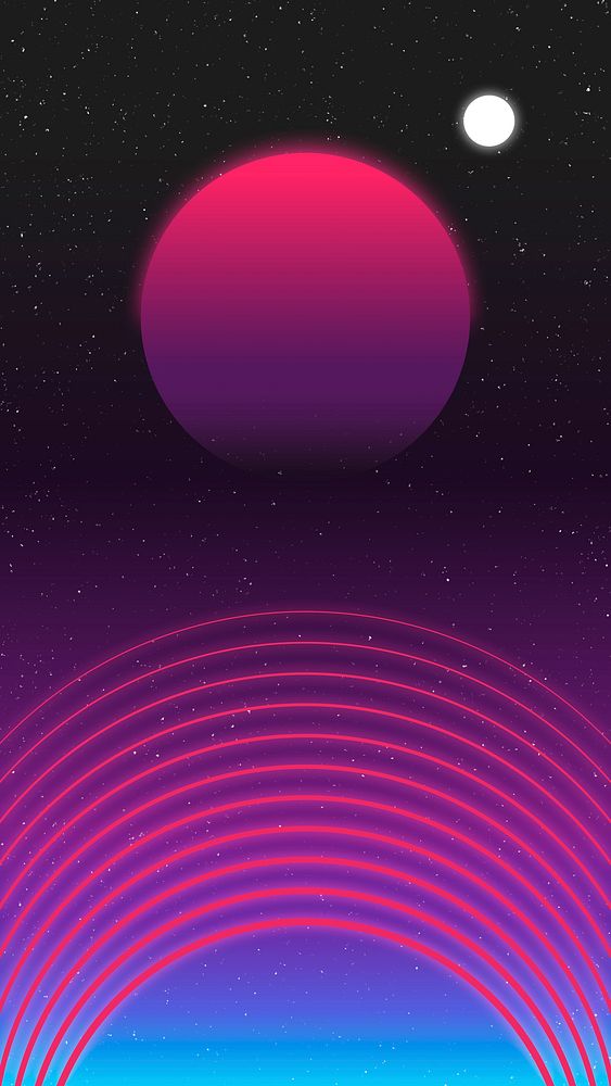 Retro futuristic mobile wallpaper, pink neon gradient background