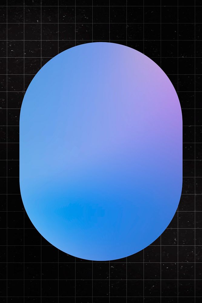Ellipse sticker geometric shape, blue gradient flat clipart psd