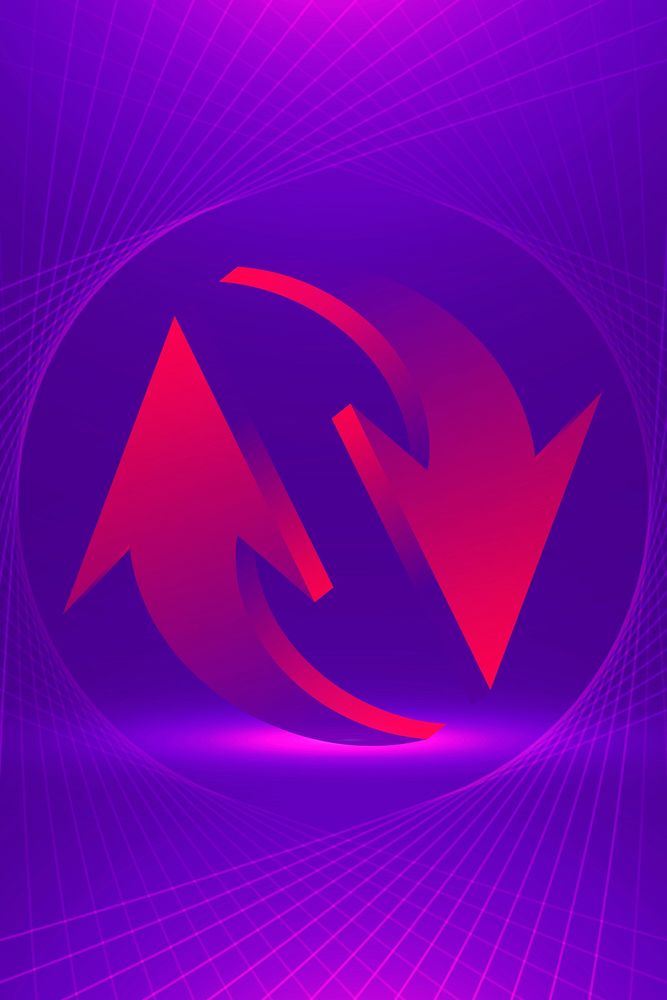 Abstract arrow background, purple gradient business reverse symbol