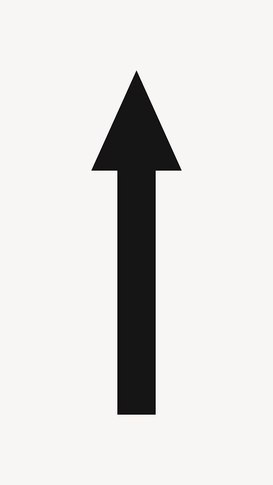 Arrow clipart, go straight traffic road direction sign in black flat design
