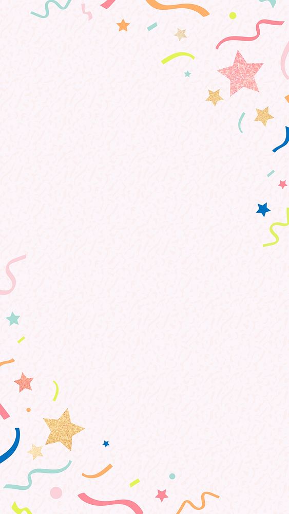 Pink festive frame phone wallpaper, colorful ribbons with texture vector