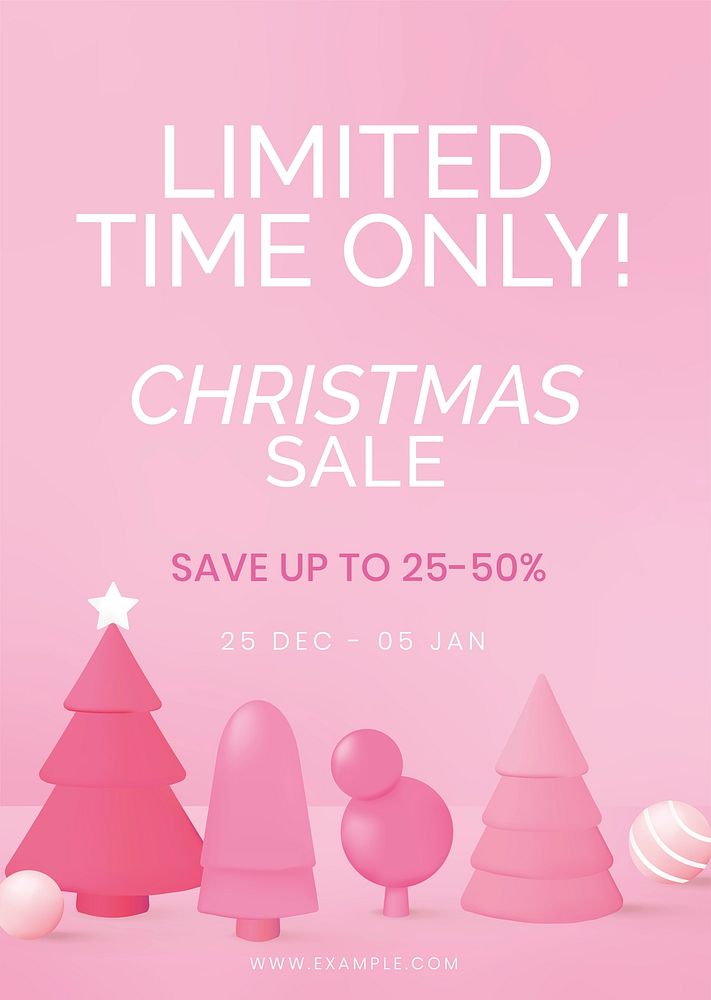 Christmas sale poster template, online shopping psd