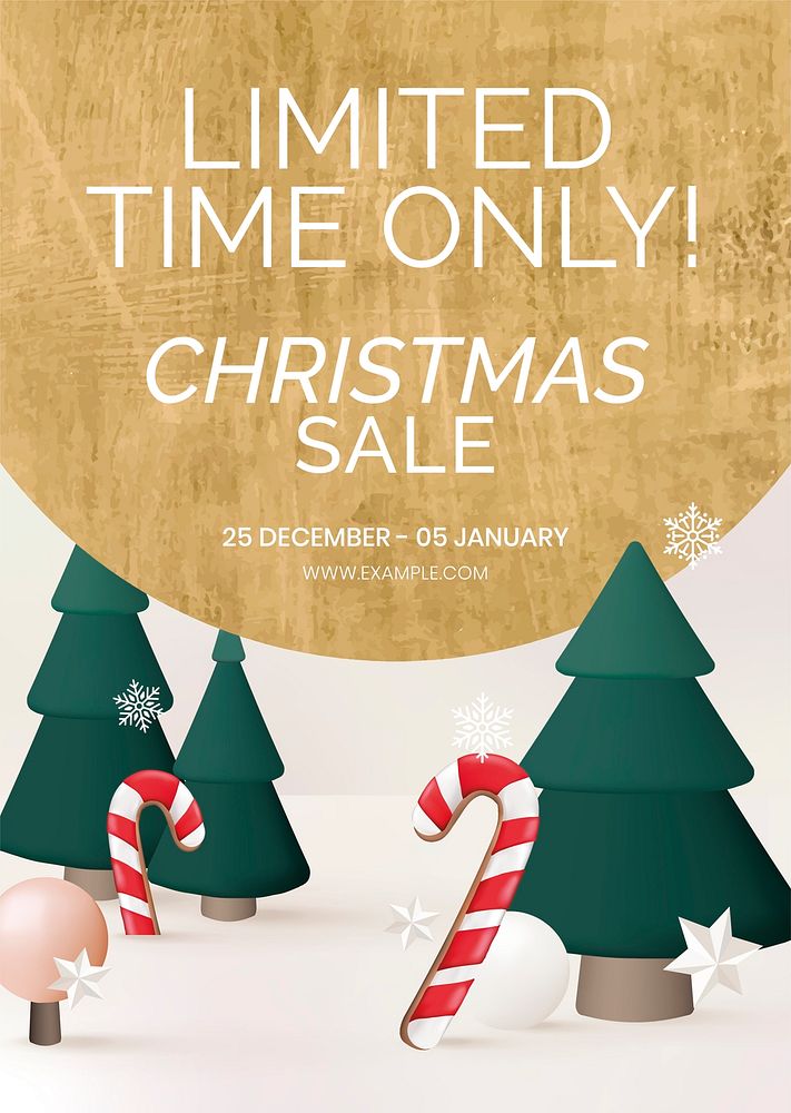 Christmas sale poster template, online shopping psd