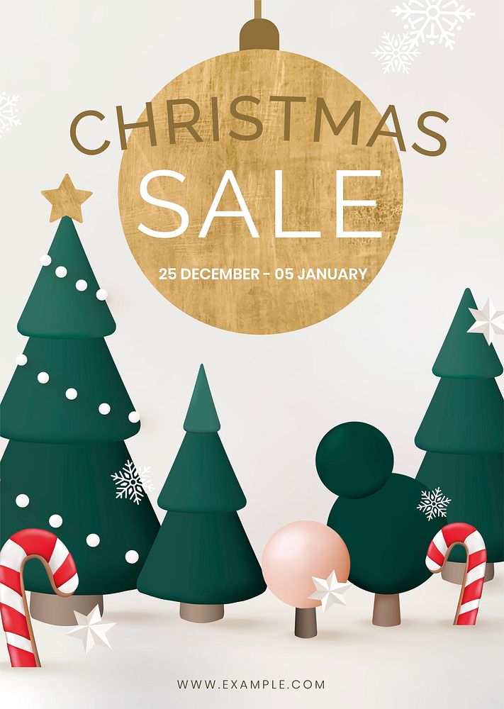 Christmas sale poster template, online shopping psd