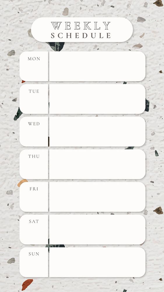 Weekly schedule template, terrazzo background, aesthetic Instagram post, vector