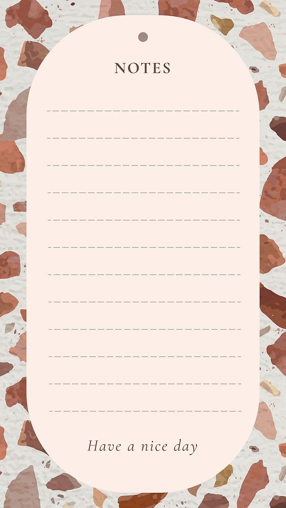 Notes template, terrazzo background, aesthetic Facebook, vector