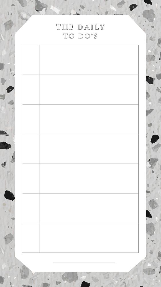 Daily planner template, terrazzo background, aesthetic social media post, vector