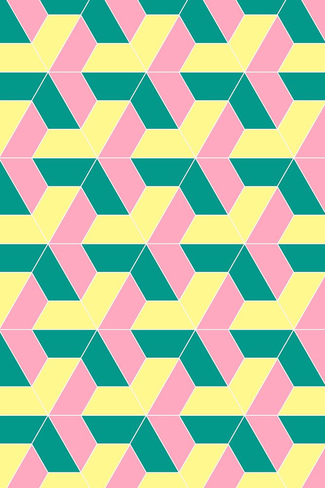 Cute heart background, pink geometric pattern colorful design