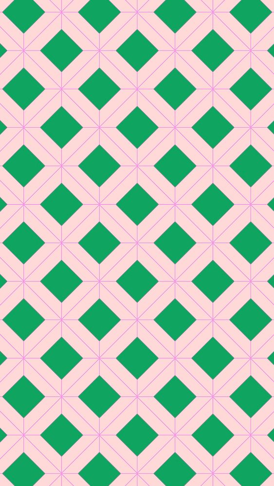Pink phone wallpaper, geometric pattern in green
