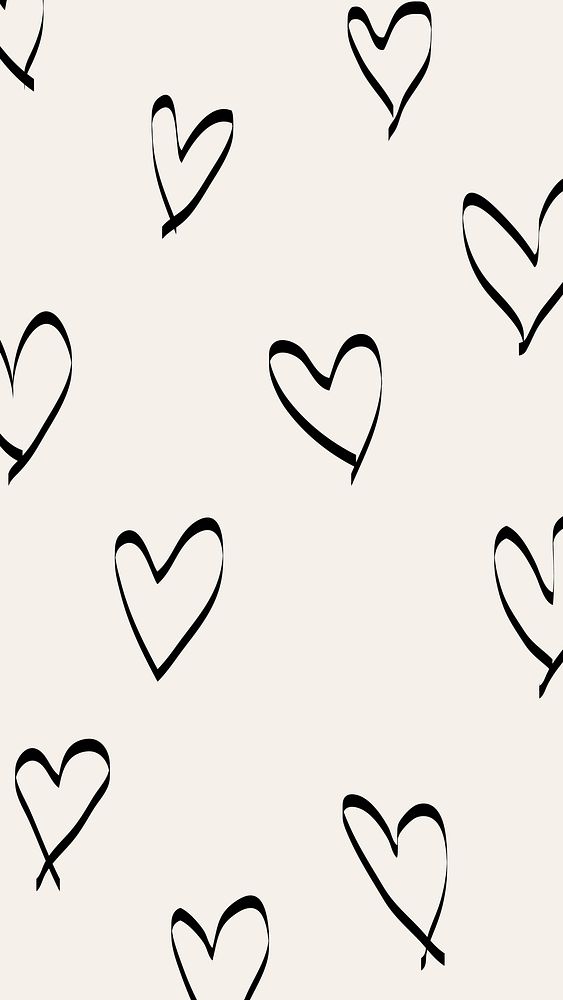 Cute phone wallpaper, black heart pattern design vector