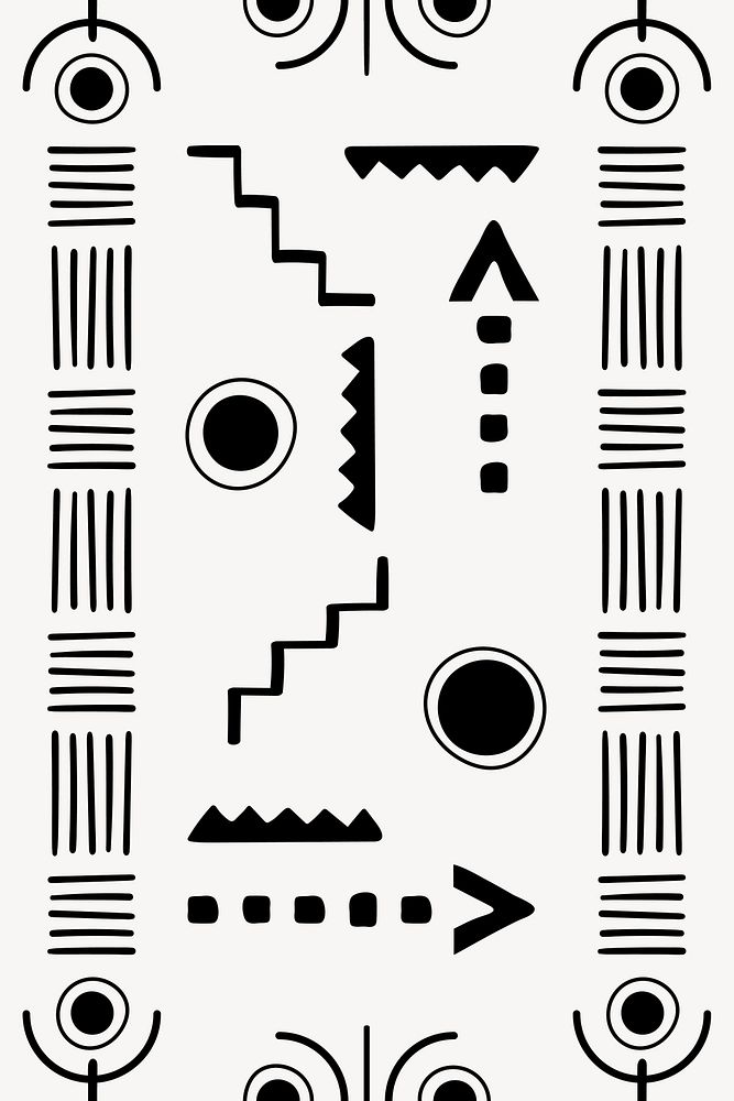 Ethnic pattern background, black and white geometric design